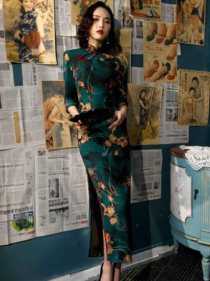 Green Qipao dress - Yandan_Hanfu