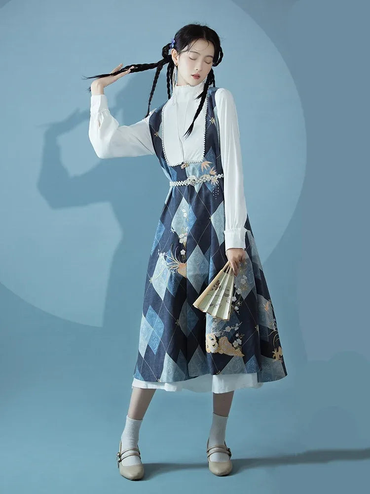 Ming Dynasty | Blue Modern Hanfu 【落秋】 - Yandan_Hanfu
