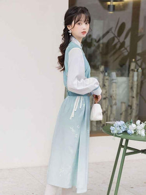 Blue Modern Hanfu 【花间事:初雪听兰】 - Yandan_Hanfu