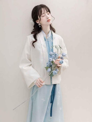Blue Modern Hanfu 【花间事:初雪听兰】 - Yandan_Hanfu