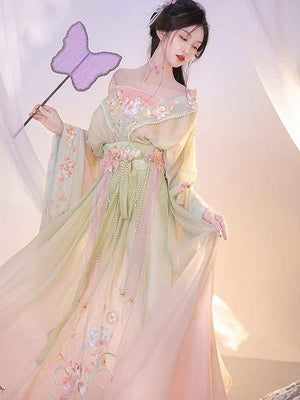 Wei Jin Dynasty | Blue&Green&Pink Traditional Hanfu - Yandan_Hanfu