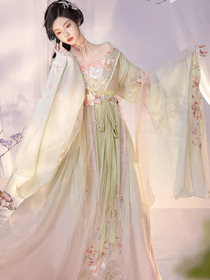 Wei Jin Dynasty | Blue&Green&Pink Traditional Hanfu - Yandan_Hanfu
