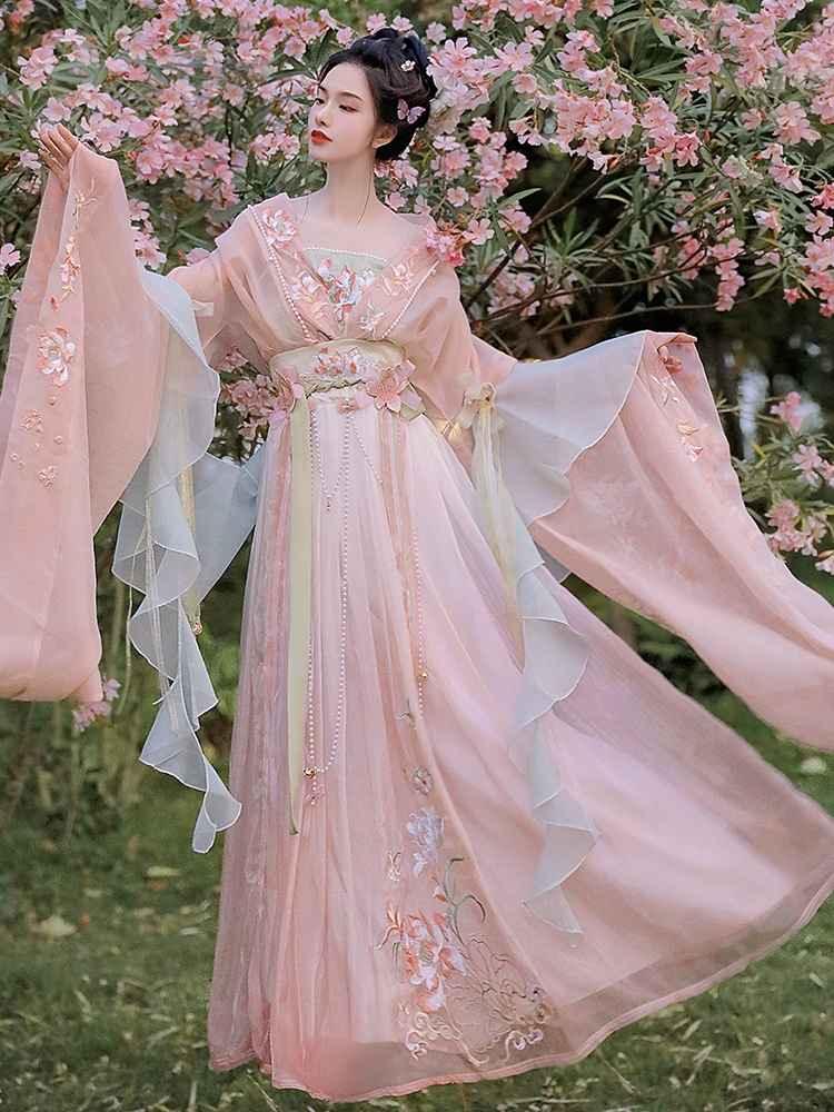 Wei Jin Dynasty | Blue&Green&Pink Traditional Hanfu - Yandan_Hanfu