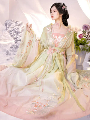 Wei Jin Dynasty | Blue&Green&Pink Traditional Hanfu - Yandan_Hanfu
