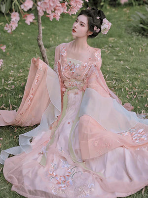 Wei Jin Dynasty | Blue&Green&Pink Traditional Hanfu - Yandan_Hanfu