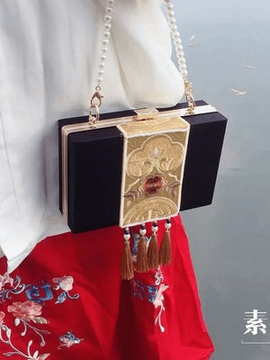 Handmade Embroidery Rectangular Hanfu Bag - Yandan_Hanfu
