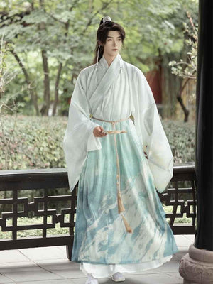 Elegant White Hanfu Dress: Unisex & Male-Friendly Design - Yandan_Hanfu