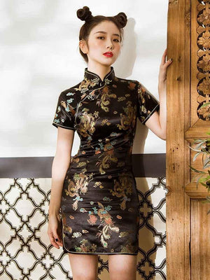 Black/Blue Modern Qipao - Yandan_Hanfu