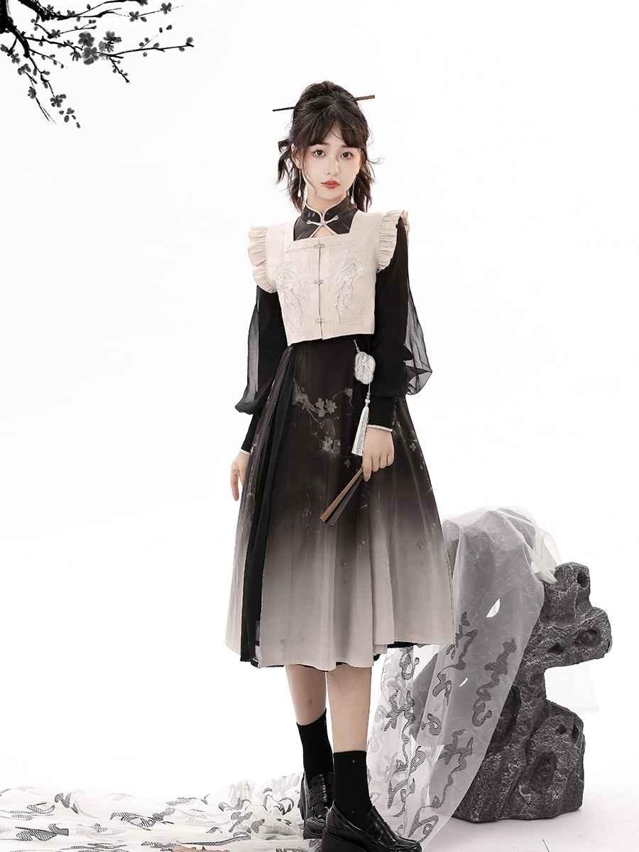 Black Modern Hanfu Dress - Yandan_Hanfu