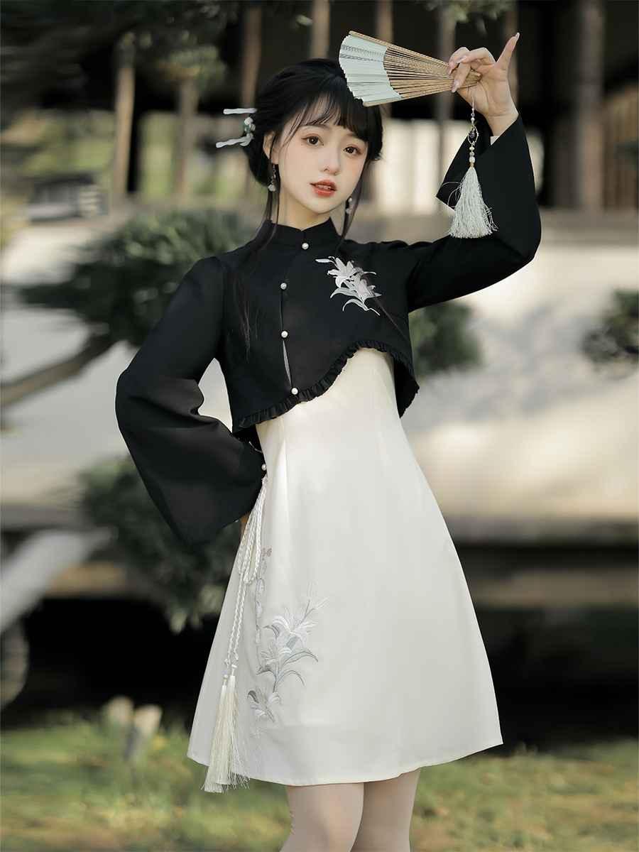 Black Modern Chinese Dress | Modern Chinese Clothing for Women L Black Modern Chinese Dress | Modern Chinese Clothing for Women L