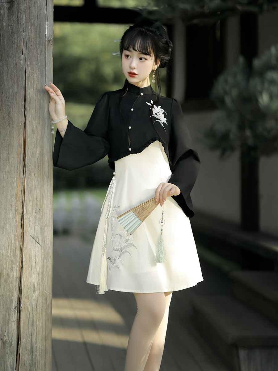 Black Modern Chinese Dress - Yandan_Hanfu