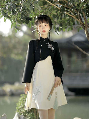 Black Modern Chinese Dress - Yandan_Hanfu