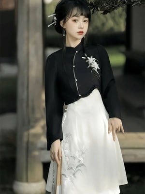 Black Modern Chinese Dress - Yandan_Hanfu