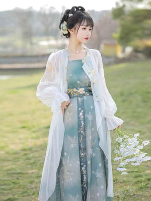 Blue/Grey Modern Hanfu Dress - Yandan_Hanfu