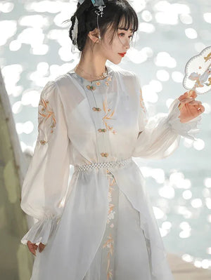 Blue/Grey Modern Hanfu Dress - Yandan_Hanfu