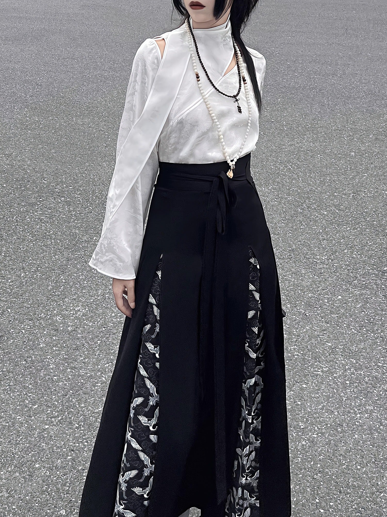 New Chinese style | shirt top embroidered horse skirt suit