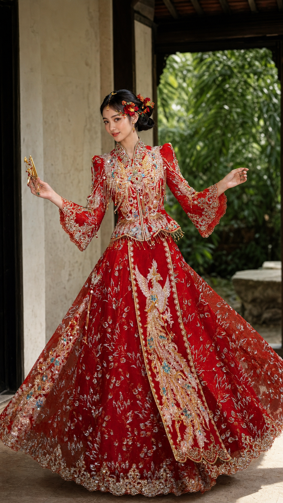 Plus size Chinese wedding dress Malaysian model view 1
