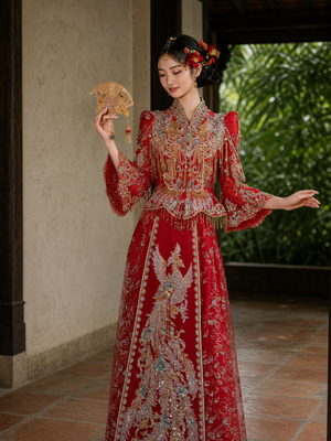 Plus size Chinese wedding dress Malaysian model view 2