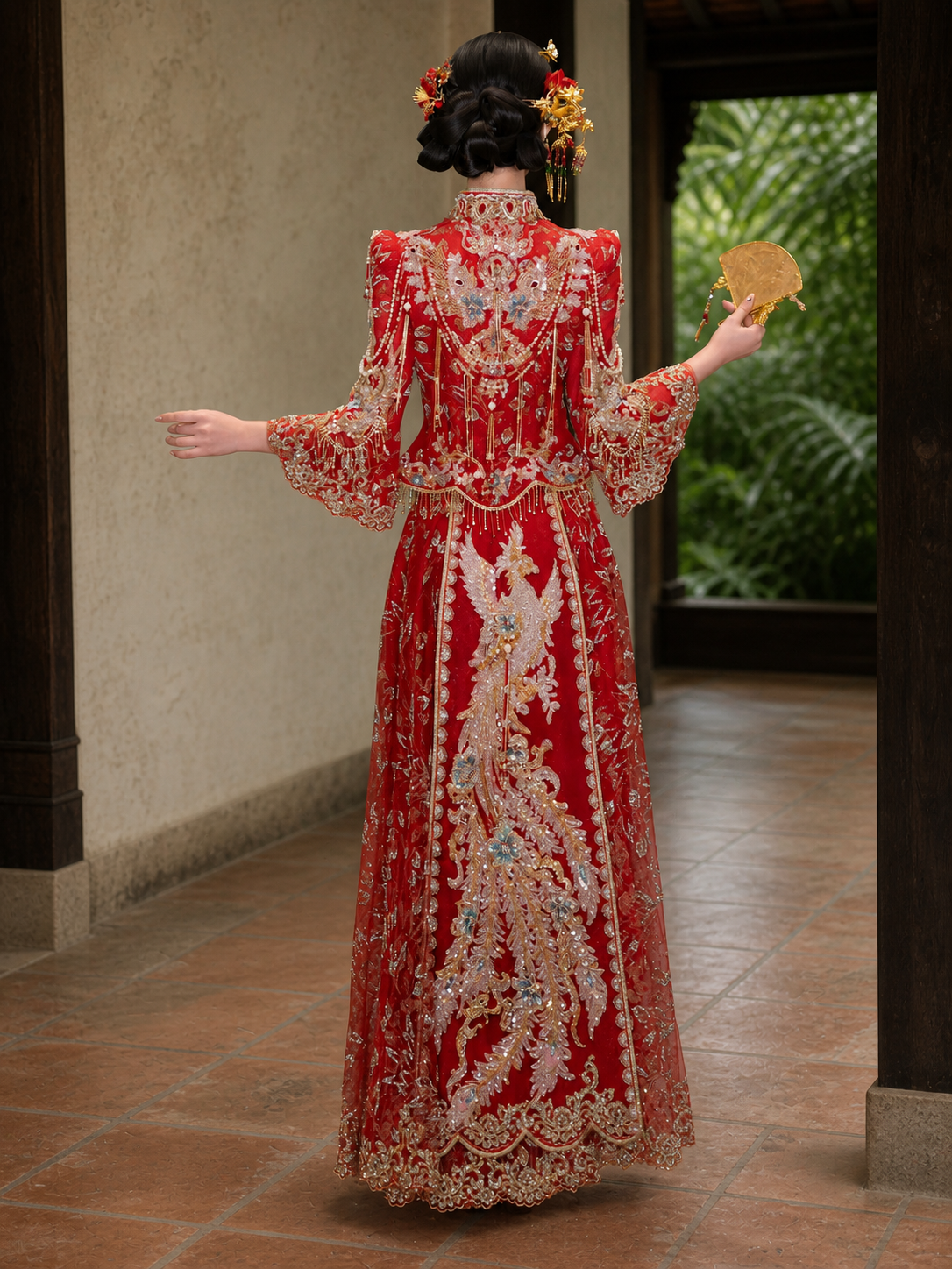 Plus size Chinese wedding dress Malaysian model view 3