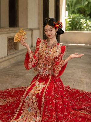 Plus size Chinese wedding dress Malaysian model view 4