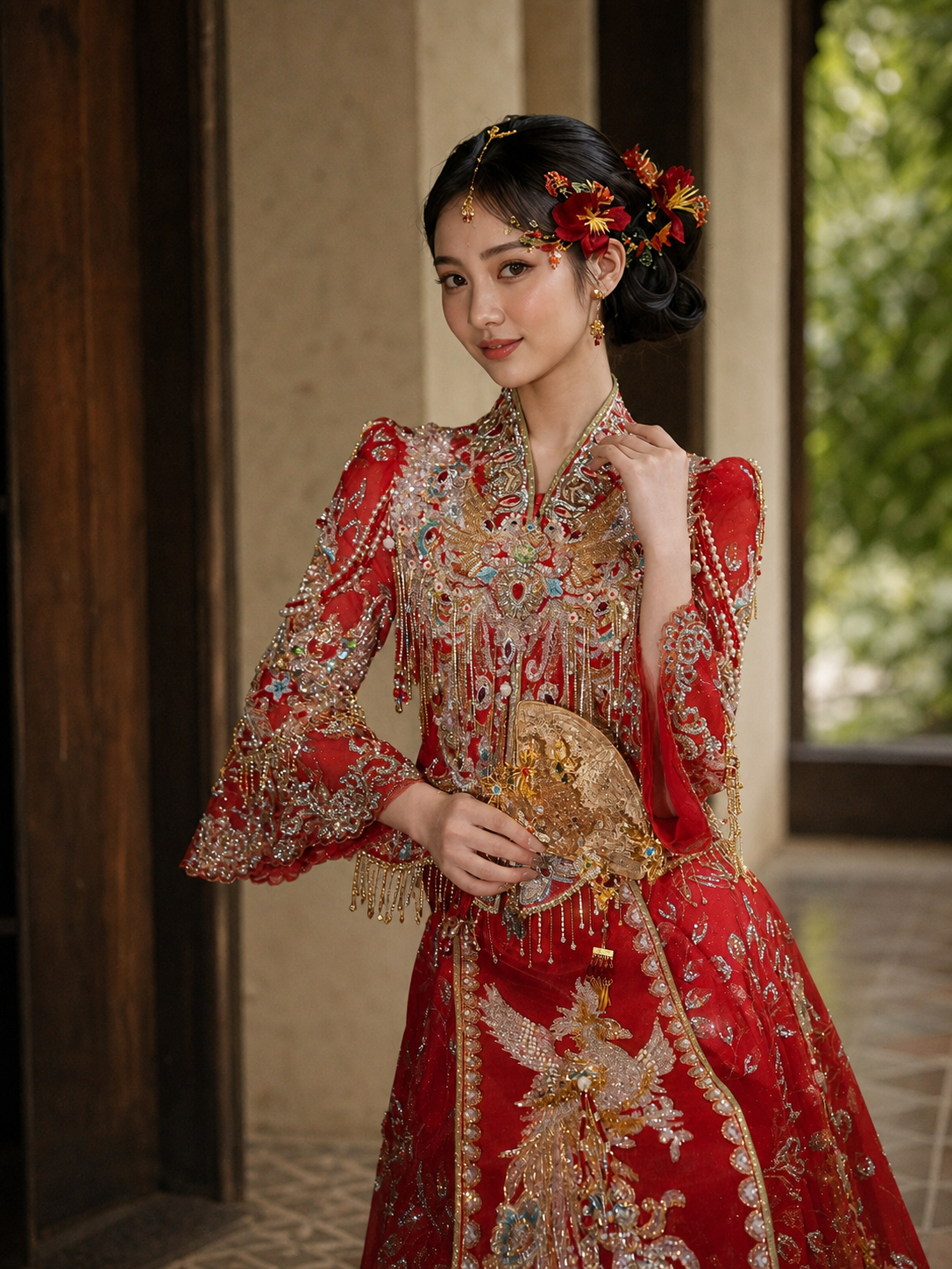 Plus size Chinese wedding dress Malaysian model view 5