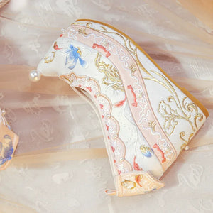 Authentic hanfu embroidered heels women song style qipao shoes pearl detail 10cm lift for women standing front