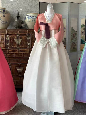 Authentic korean traditional pink hanbok made in korea dress set