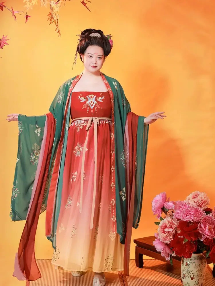 Authentic moon melody tang hanfu for plus size elegant hezi skirt design with flowing silhouette for women standing front