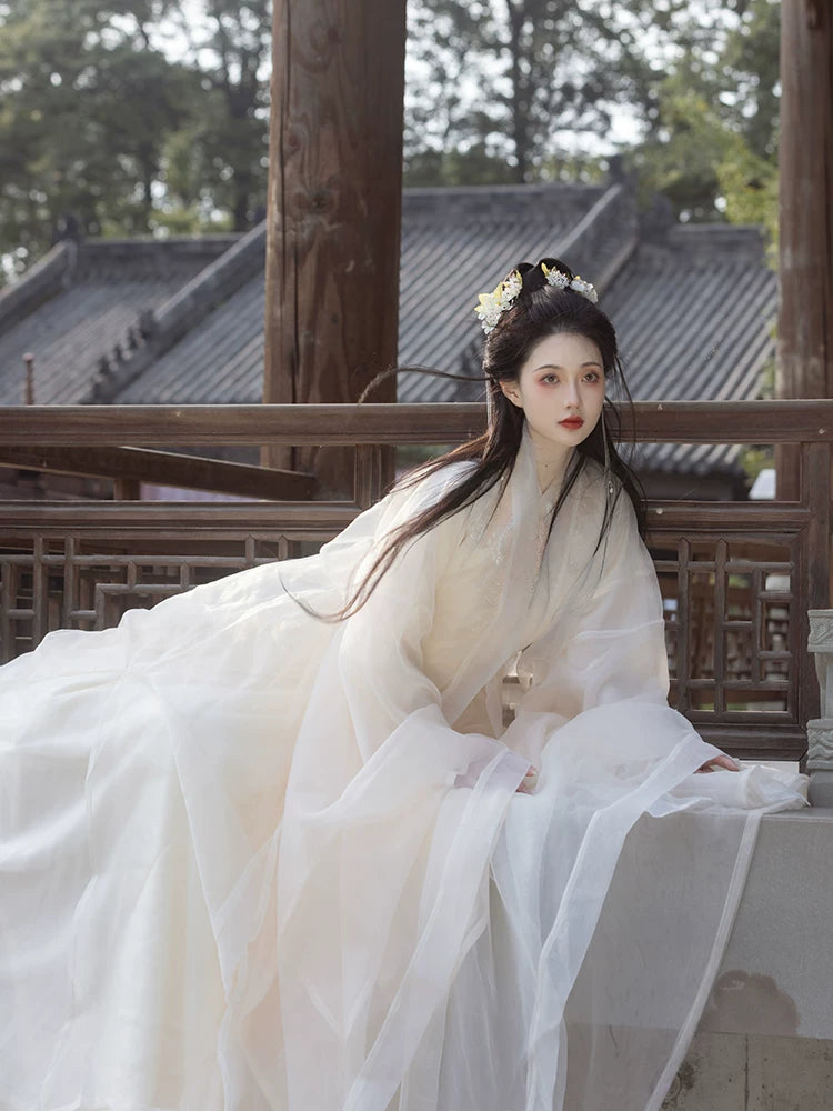 Authentic original new hanfu women clothing ancient elegant super fairy chinese style long skirt standing front