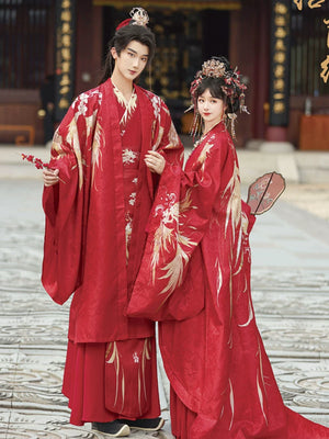Authentic original song dynasty wedding hanfu trailing large sleeved shirt atmospheric toasting clothes for couple wedding standing front
