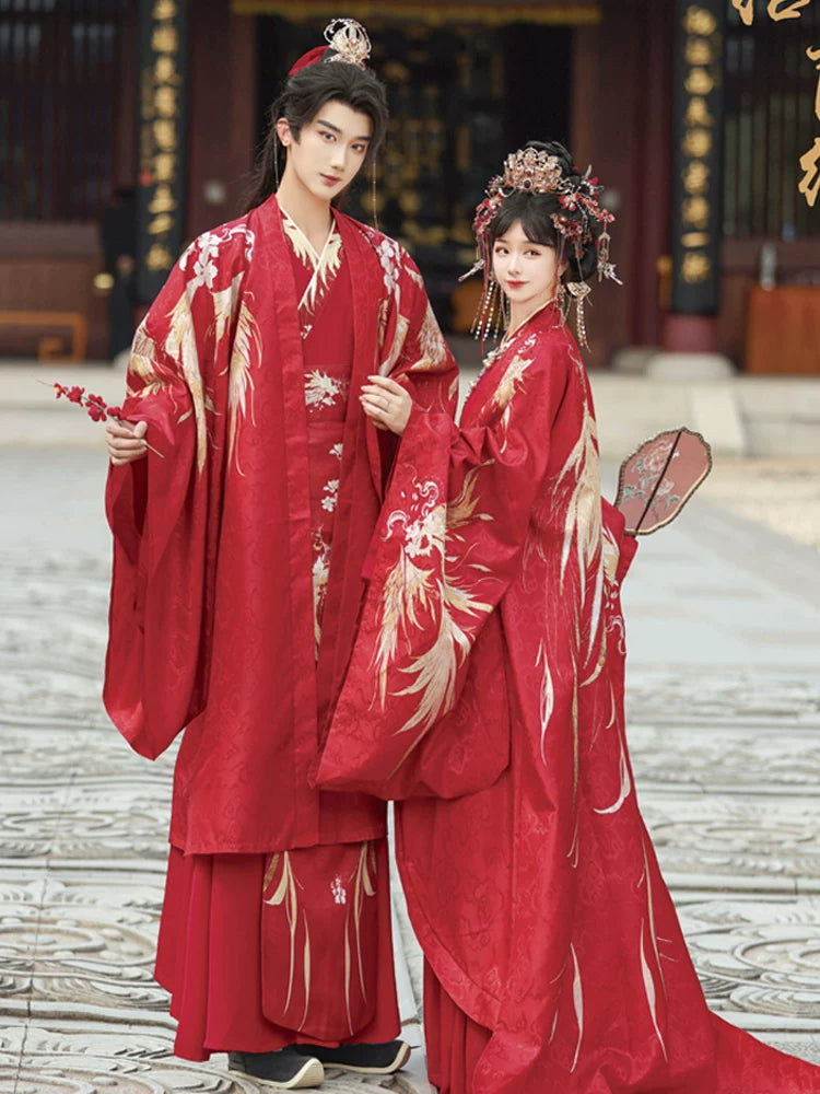 Authentic original song dynasty wedding hanfu trailing large sleeved shirt atmospheric toasting clothes for couple wedding standing front
