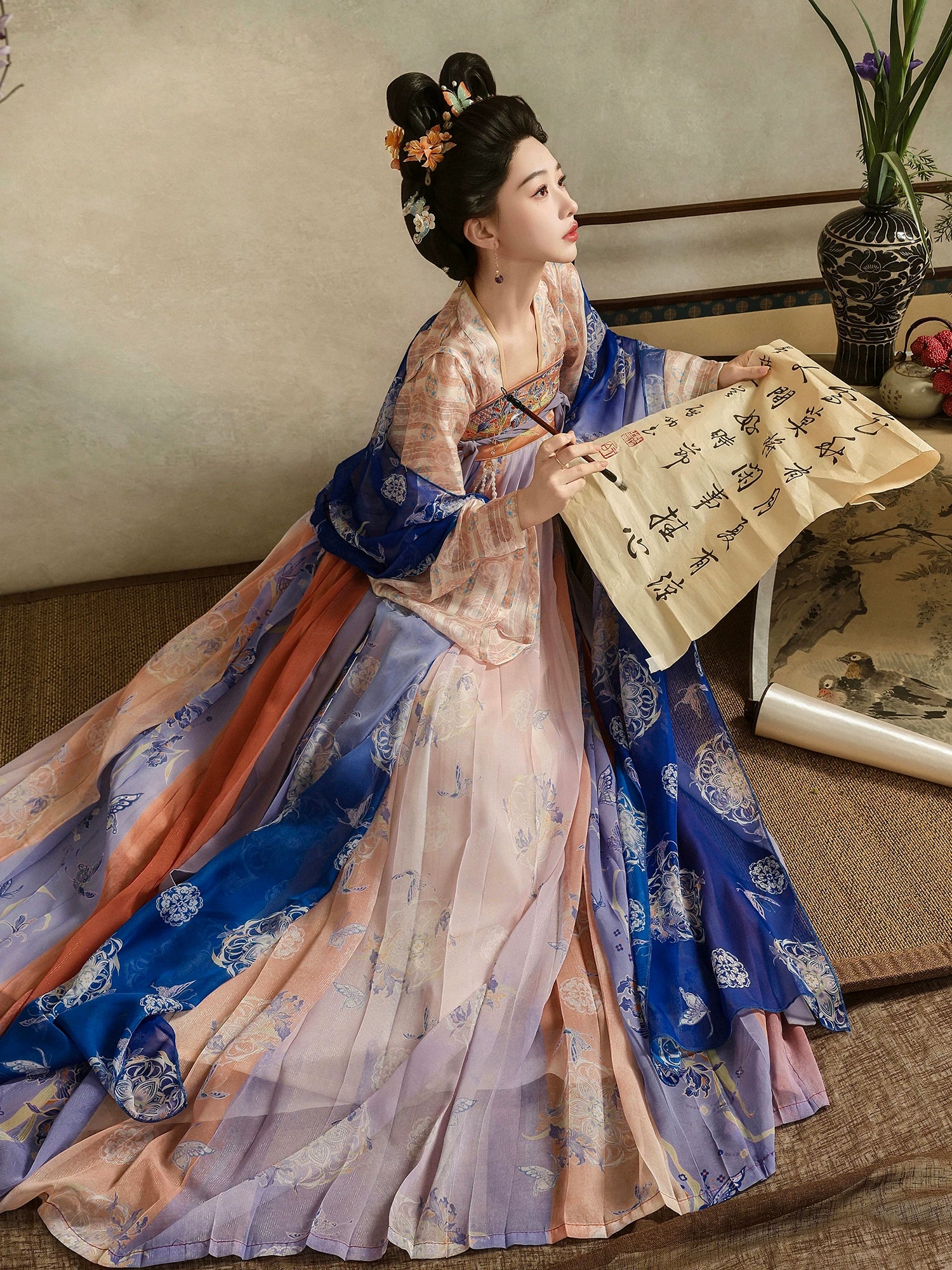 Authentic the prosperous tang dynasty is a dream tang hanfu women chest length skirt wind fairy air fluttering new summer restoration standing front