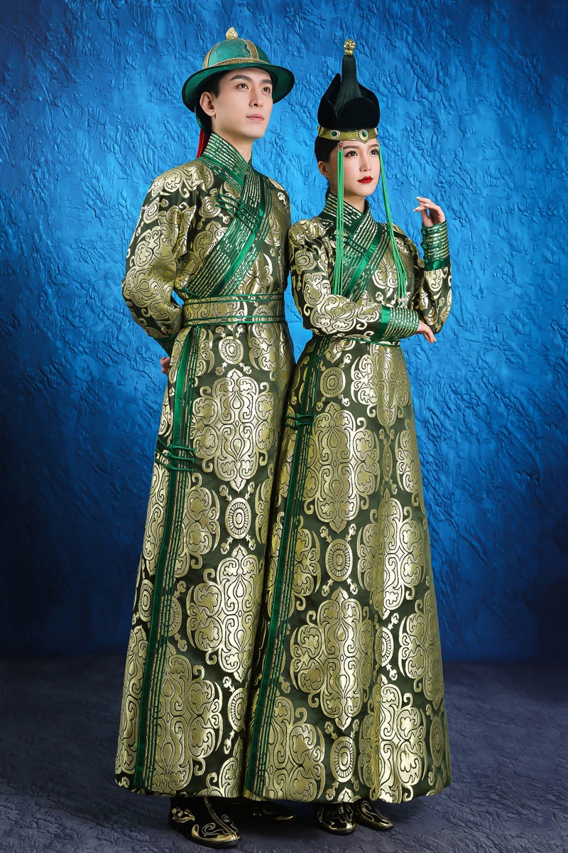 Green Mongolian Wedding Robe | Parent-Child & Couple Dress Set Other styles are red, please contact customer Service for customization. / Men's XL Green Mongolian Wedding Robe | Parent-Child & Couple Dress Set Other styles are red, please contact customer Service for customization. / Men's XL