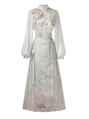 Beauty in the painting fall hanfu ensemble new chinese inspired top and dress set for women autumn fabric detail