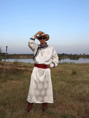 Black Mongolian-Inspired Robe for Men | Modern Ethnic Daily Wear - Yandan_Hanfu