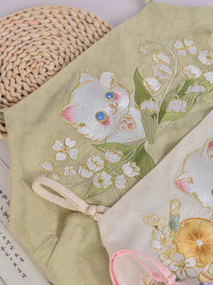 Cat print miss cat hanfu embroidered sling top national style camisole vest for spring summer daily wear standing front