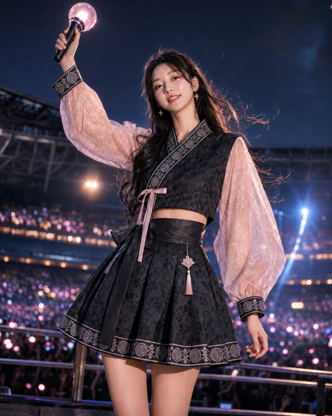 Pink&Black Concert Modern Hanbok - Plus Size Available