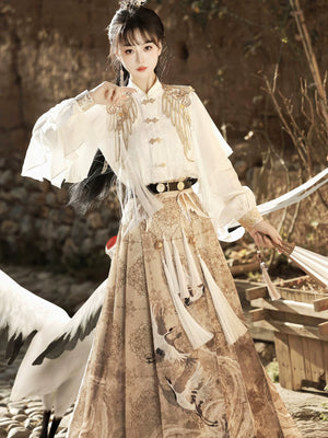 Complete emissary of the kingdom of heaven autumn set national style new chinese shirt horse face skirt han elements fairy hanfu full length view