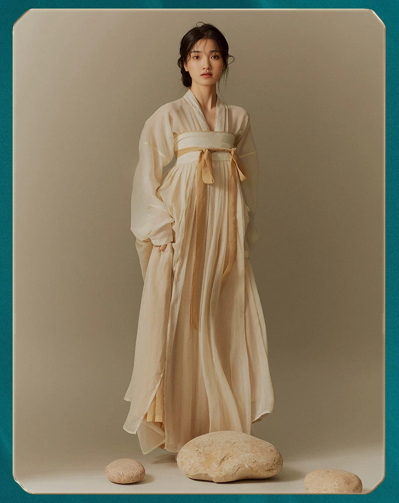 Complete hanfu women set new original improved tang made chest length skirt ancient daily dresses full length view