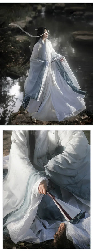  Complete immortal fairy hanfu set ming dao large sleeved robe cotton and linen spring summer ancient costume full length view