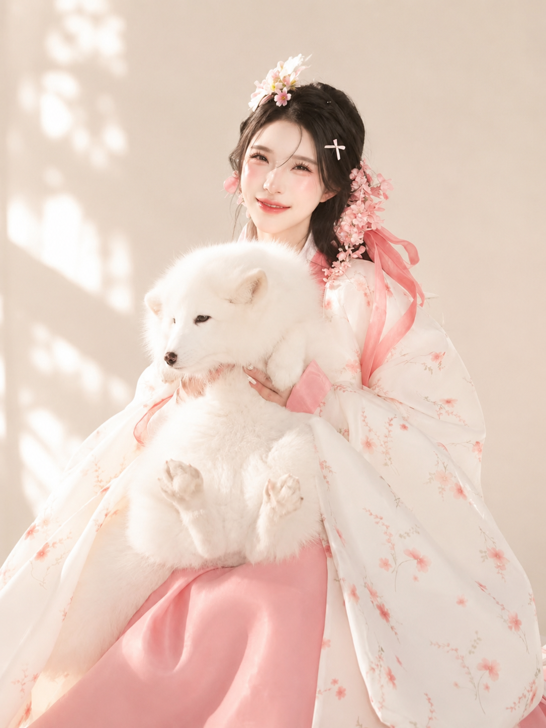 Complete Pink Princess Korean Hanbok Set | Flowing Wide Sleeve Court Style Dress

