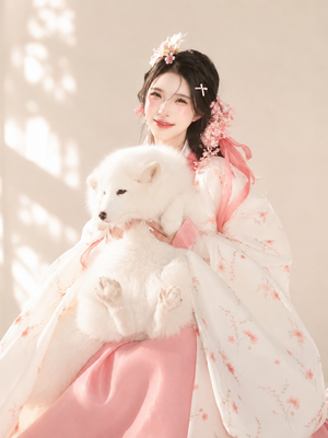 Complete Pink Princess Korean Hanbok Set | Flowing Wide Sleeve Court Style Dress

