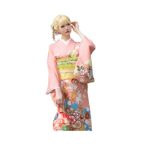 Complete traditional formal japanese kimono set women visiting kimono travel japanese wedding dress full length view