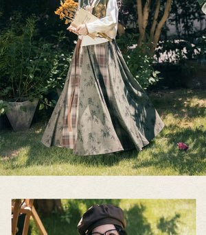 Complete winter trio knit set new chinese bijia and skirt hanfu inspired for autumn winter full length view