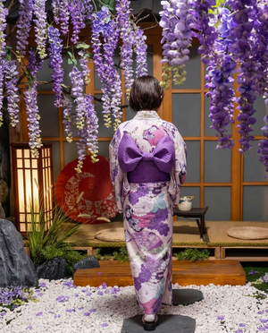 Elegant children japanese obi sash yukata waist belt featuring luxurious brocade pre tied bow girls kimono accessory side view

