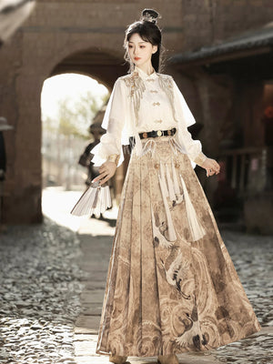 Elegant emissary of the kingdom of heaven new chinese hanfu fairy national style shirt and horse face skirt autumn suit side view