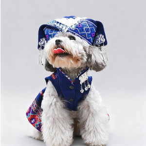 Elegant festival pet costume chinese zhuang yao ethnic inspired outfit for small medium pets side view