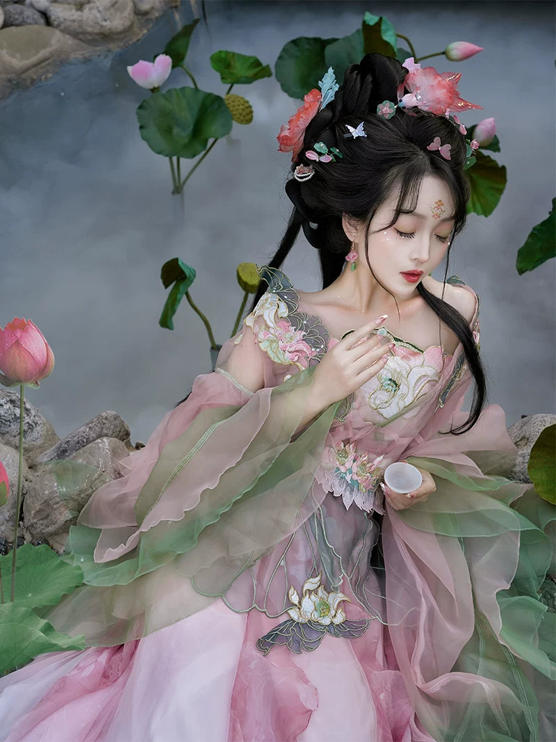 Elegant fuying wei jin hanfu southern northern dynasties big sleeved shirt daily fairy energy spring summer outfit for women side view