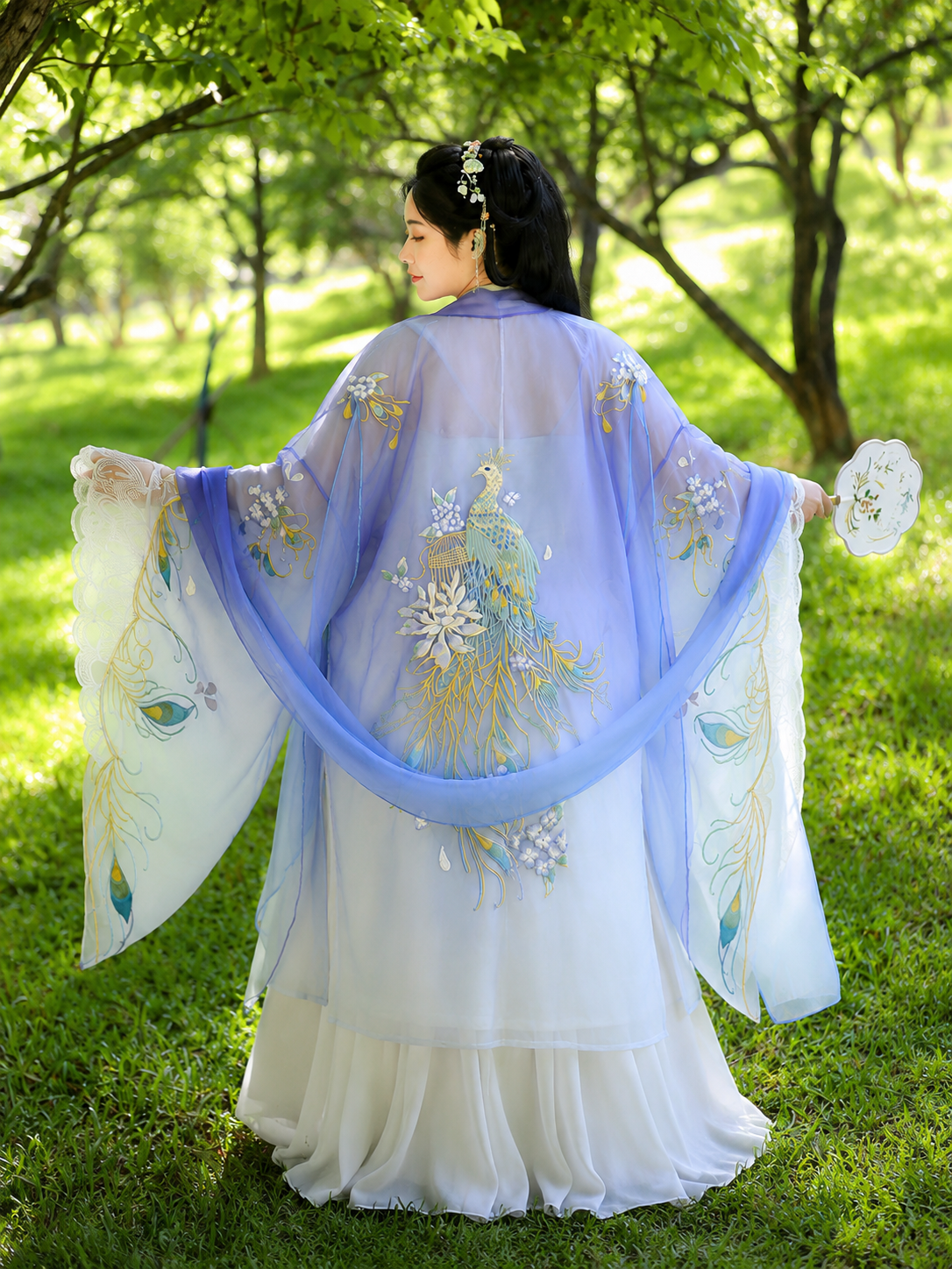 Elegant large size tang dynasty crocodile skirt heavy embroidered large sleeve shirt chest skirt super fairy spring summer side view