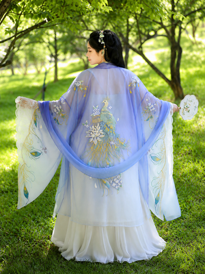 Elegant large size tang dynasty crocodile skirt heavy embroidered large sleeve shirt chest skirt super fairy spring summer side view